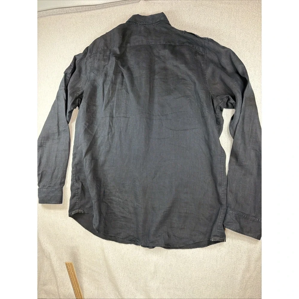 Banana Republic Heritage Linen Field Shirt Men XXL Tall Black Utility *see Notes